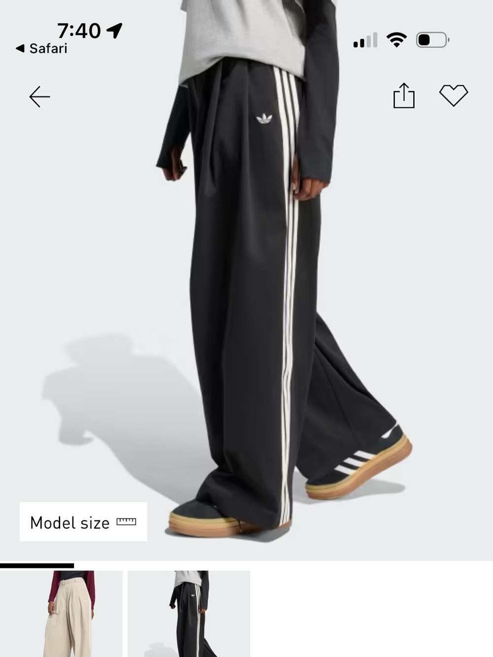 adidas Black Wide-Leg Pleated Chinos with White Side Stripes